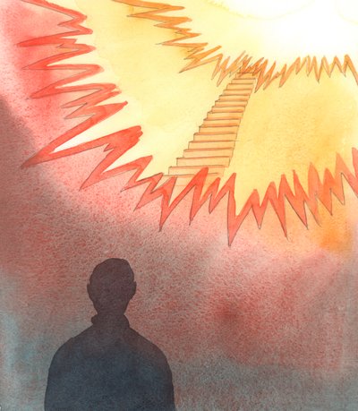 Chrystus czasami daje nam przebłyski drogi do Nieba, 2005 (akwarela na papierze) autorstwa Elizabeth Wang