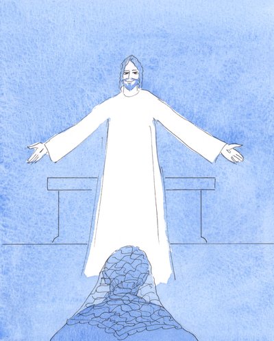 Chrystus mówił mi o wszystkich ludziach w moim sercu potrzebujących pomocy io wszystkich innych moich troskach, 2004 (w/c na papierze) autorstwa Elizabeth Wang