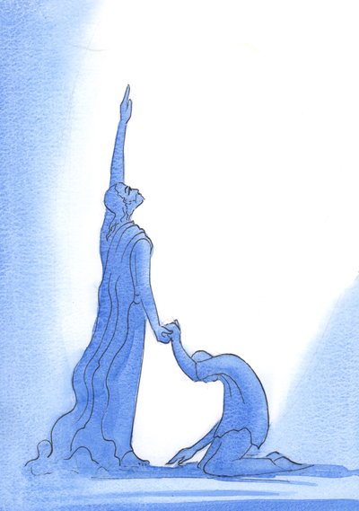 Chrystus, bezgrzeszny Bóg-człowiek, jest mistrzem grzeszników, 2002 (w/c na papierze) autorstwa Elizabeth Wang