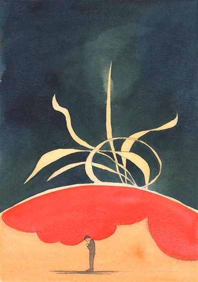 Z żarliwej duszy, która szczerze oddaje Bogu chwałę, wielkie „płomienie” chwały wznoszą się do Nieba, 2003 (w/c na papierze) autorstwa Elizabeth Wang