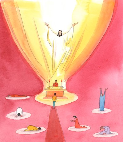 Bóg widzi każdy dobry wysiłek ludzi, aby Mu służyć, 2003 (w/c na papierze) autorstwa Elizabeth Wang
