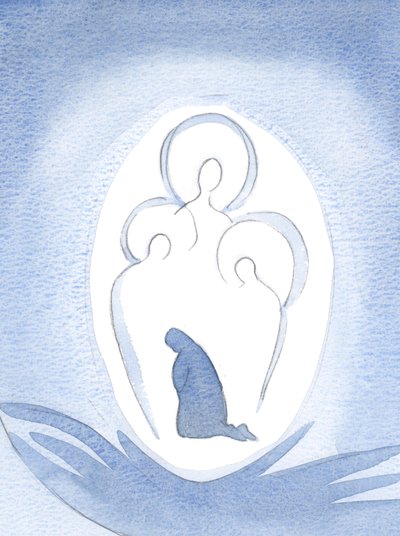 Bóg Trójca Święta intronizowany w duszy kogoś, kto pozwala Mu panować w każdym szczególe życia, 2000 (w/c na papierze) autorstwa Elizabeth Wang