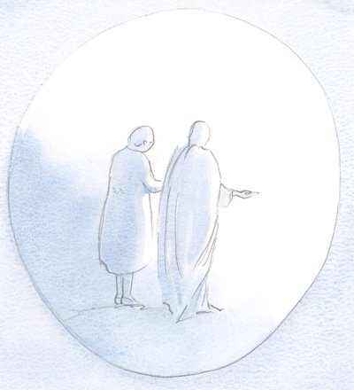 Był obok mnie, wyciągając rękę, by pomagać i pocieszać innych, gdziekolwiek wyciągałem do nich rękę., 2001 (w/c na papierze) autorstwa Elizabeth Wang