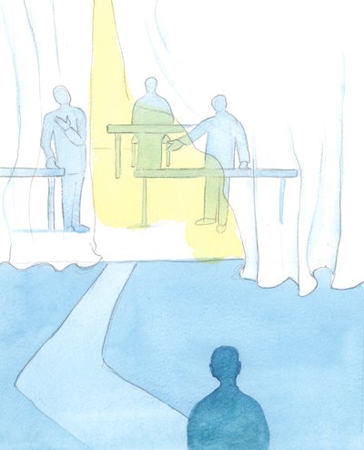 Niebo jest jak „centrala”, a ja jestem junior w firmie, 2003 (w/c na papierze) autorstwa Elizabeth Wang