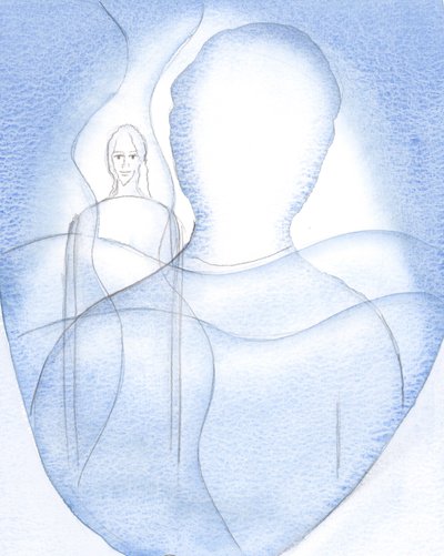 Widziałam Promienną Obecność Chrystusa, za moimi myślami i wspomnieniami, 2000 (w/c na papierze) autorstwa Elizabeth Wang