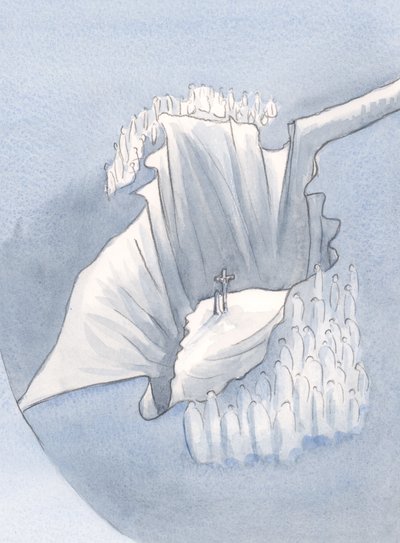 Widziałem, objawił, Jedyną Ofiarę złożoną dla wszystkich pokoleń, 2001 (w/c na papierze) autorstwa Elizabeth Wang