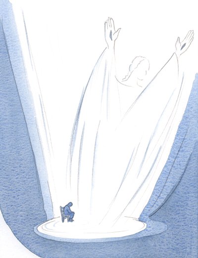 Widziałam, że modlitwa Chrystusa, wznosząca się ze zmęczenia, jest gigantyczna i chwalebna., 2000 (w/c na papierze) autorstwa Elizabeth Wang