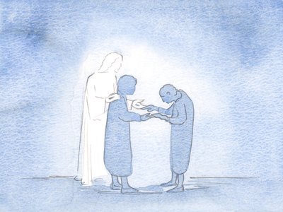 Pokazano mi, że każde moje czułe słowo lub gest jest świętym i szczęśliwym sposobem, w jaki Chrystus przeze mnie pozdrawia innych, 2000 (w/c na papierze) autorstwa Elizabeth Wang