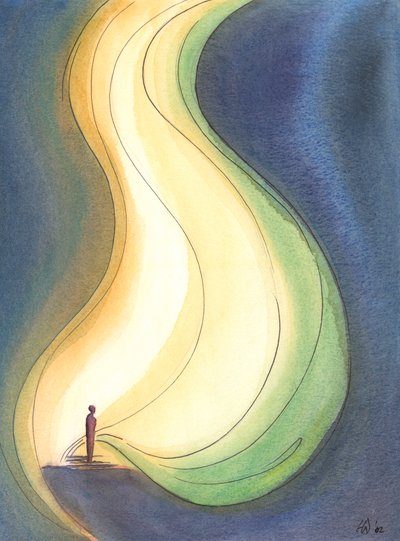 Jeśli poddamy się mu, Duch Święty napełni nasze dusze światłem, miłością, czystością, pokojem i mocą, 2003 (w/c na papierze) autorstwa Elizabeth Wang