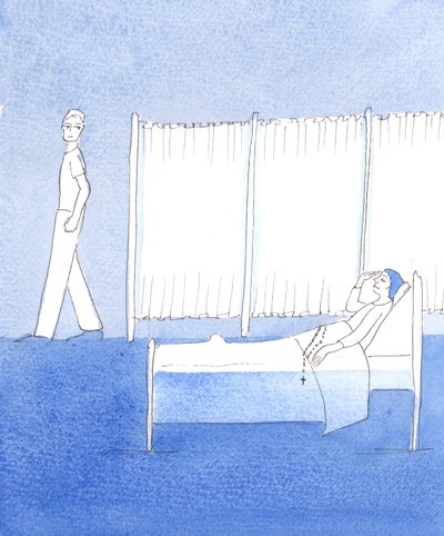 Ważne jest, aby wytrwać w modlitwie nawet podczas choroby, 2004 (akwarela na papierze) autorstwa Elizabeth Wang