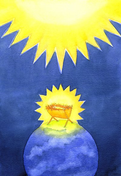 Jezus Chrystus jest Bogiem-człowiekiem; jednak przyszedł na ziemię nie w mocy, ale jako bezradne dziecko, 2001 (w/c na papierze) autorstwa Elizabeth Wang