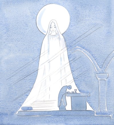 Jezus jest naprawdę Synem Maryi; wszystko, co ma w swoim świętym człowieczeństwie, pochodzi od Jego Świętej Matki, 2000 (w/c na papierze) autorstwa Elizabeth Wang
