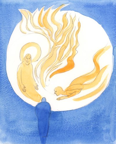 Jezus nasz Arcykapłan przez Ducha Świętego wciąga nas w miłość Ojca, 2003 (w/c na papierze) autorstwa Elizabeth Wang