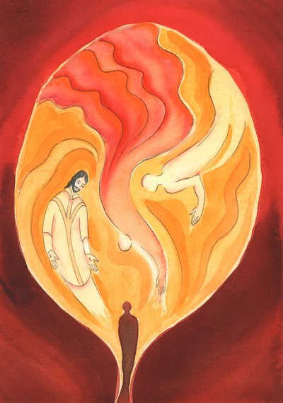 Jezus nasz Arcykapłan przez Ducha Świętego wciąga nas w miłość Ojca, 2003 (w/c na papierze) autorstwa Elizabeth Wang