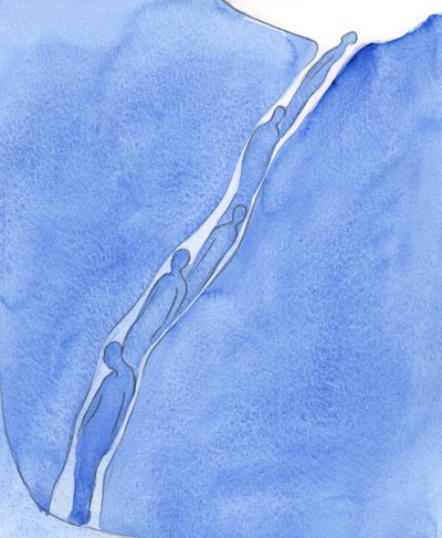 Potrzeba wielu etapów oczyszczenia, aby grzeszna dusza była odpowiednia dla Nieba, zdolna nieść Niebiańskie światło, 2002 (w/c na papierze) autorstwa Elizabeth Wang