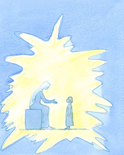 Mary została poczęta Niepokalanie, 2003 (w/c na papierze) autorstwa Elizabeth Wang