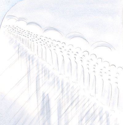 Moja radość jest przepełniona, gdy Chrystus w Komunii jednoczy moją duszę z kultem Aniołów i Świętych, 2000 (w/c na papierze) autorstwa Elizabeth Wang