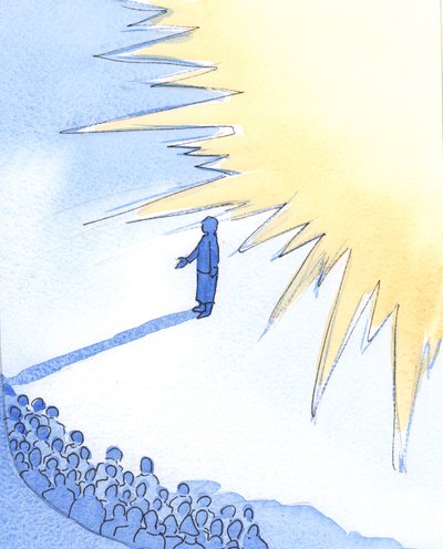 Ten, kto stoi bardzo blisko Chrystusa, jest „oczarowany” Jego chwałą, chociaż sama jest mała, słaba i nic nieznacząca, 2002 (w/c na papierze) autorstwa Elizabeth Wang