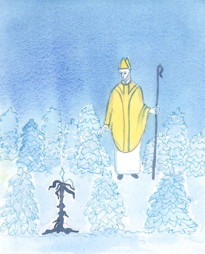 Tylko biskup, który idzie do swojego ludu, może zobaczyć, które „rośliny” w jego ogrodzie nie są zdrowe, ale chore, 2003 (w/c na papierze) autorstwa Elizabeth Wang