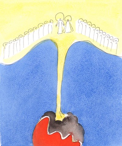 Tylko dzięki mocy spływającej z Nieba na wierne dusze, 2004 (akwarela na papierze) autorstwa Elizabeth Wang