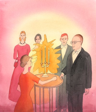 Ludzie w programach telewizyjnych są przedstawiani „przed” i „po”, gdy uczą się umiejętności społecznych, 2004 (w/c na papierze) autorstwa Elizabeth Wang