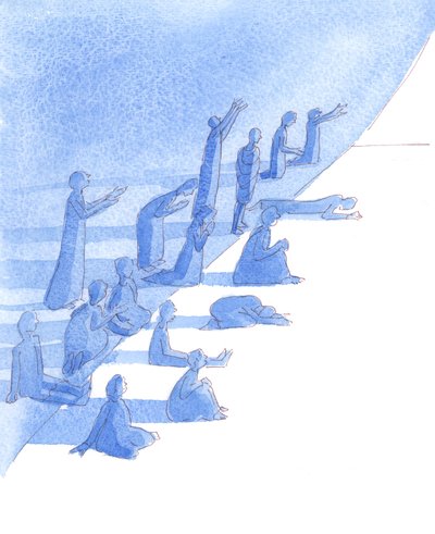 Bogaci i biedni, chorzy i zdrowi mogą otrzymać wiarę, 2004 (akwarela na papierze) autorstwa Elizabeth Wang