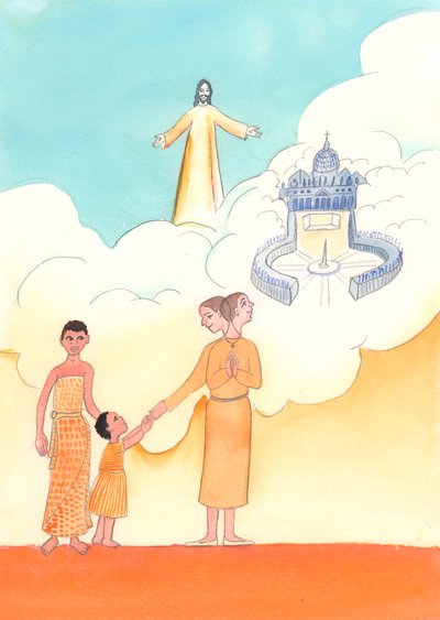 Katolicki sposób życia składa się z miłości i posłuszeństwa, 2003 (w/c na papierze) autorstwa Elizabeth Wang
