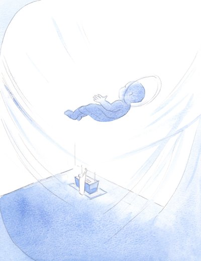 Chrystus-Dziecko ofiarował się Ojcu na pasterce w Boże Narodzenie, z miłością ofiarowując swoje życie na chwałę Ojca., 2001 (w/c na papierze) autorstwa Elizabeth Wang