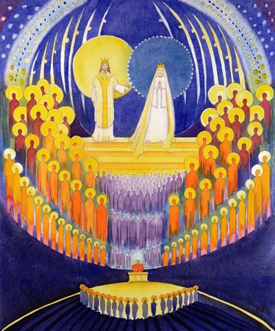 Koronacja NMP i Chwała Wszystkich Świętych, 2003 (w/c na papierze) autorstwa Elizabeth Wang