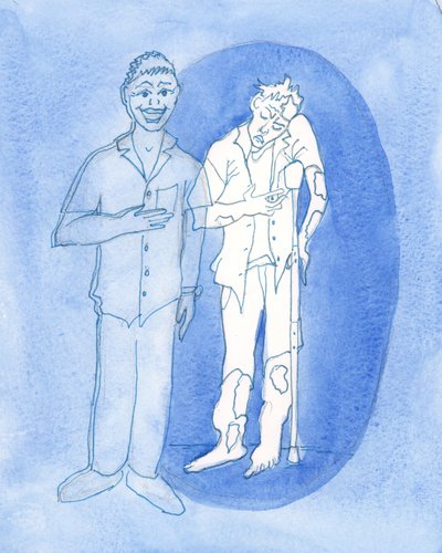 Pan widzi za obrazem, który przedstawiamy światu, 2003 (w/c na papierze) autorstwa Elizabeth Wang