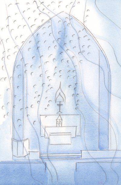 Chwalebni święci Nieba są nam bardzo bliscy. Biorą udział w naszej Eucharystii 2002 (w/c na papierze) autorstwa Elizabeth Wang