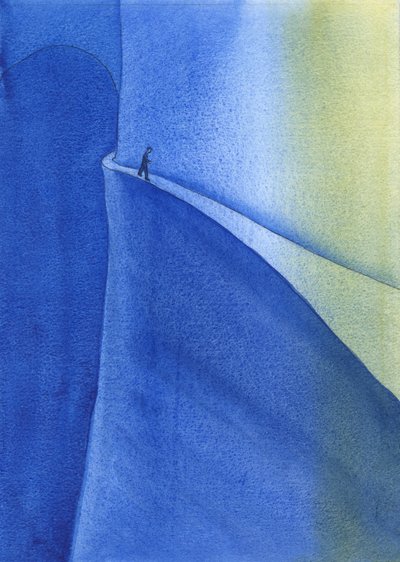 Droga wiary prowadzi do światła i radości, ale musimy uważać, aby nie popaść w ciemność z powodu niedbalstwa lub pychy, 2004 (w/c na papierze) autorstwa Elizabeth Wang
