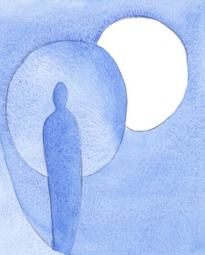 Najmniejszy strzęp pychy lub obłudy nie pozwala Bożemu światłu wlać się w duszę, tak samo jak wtedy, gdy słońce jest zaćmione przez księżyc, 2001 (w/c na papierze) autorstwa Elizabeth Wang