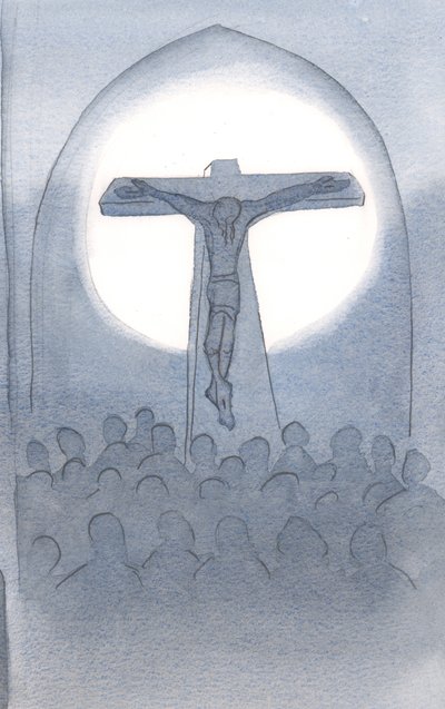 Ofiara, którą Chrystus z siebie składa Ojcu, jest wieczna dla zbawienia wszystkich, którzy Mu zaufali, 2000 (w/c na papierze) autorstwa Elizabeth Wang