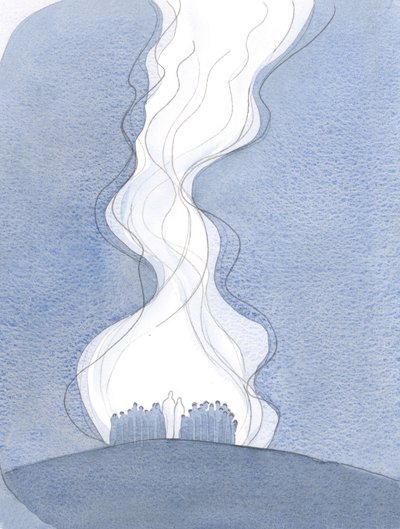 Modlitwa Kościoła, ofiarowana przez Jezusa i z Maryją, jest jak pępowina, która wznosi się do Ojca i łączy nas z Niebem., 2001 (w/c na papierze) autorstwa Elizabeth Wang