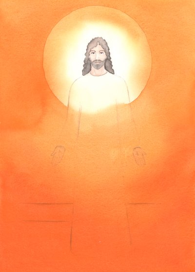 Czystość Chrystusa wynikała z czystości Jego Niepokalanej Matki; On jest prawdziwym Bogiem i doskonałym człowiekiem, 2002 (w/c na papierze) autorstwa Elizabeth Wang