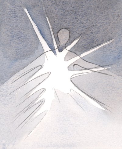 Poprzez oddanie się duszy Bóg działa dla dobra przez tę duszę, wylewając Swoją łaskę i błogosławieństwa., 2001 (w/c na papierze) autorstwa Elizabeth Wang