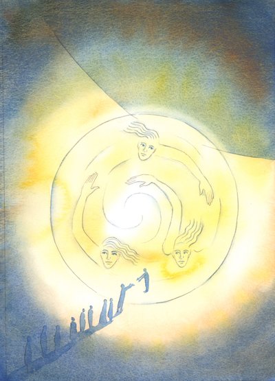 Poprzez chrzest zostajemy wprowadzeni w życie Trójcy Świętej, 2003 (w/c na papierze) autorstwa Elizabeth Wang