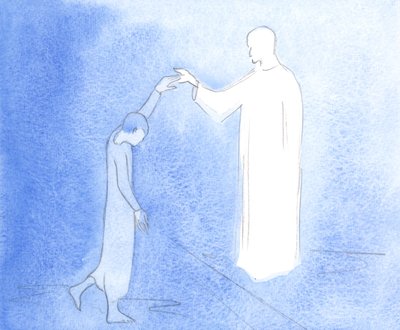 Dać się prowadzić Chrystusowi, Jego Duchowi, to być jak tancerka, która ufa swojemu partnerowi, że poprowadzi ją każdym ruchem, 2001 (w/c na papierze) autorstwa Elizabeth Wang