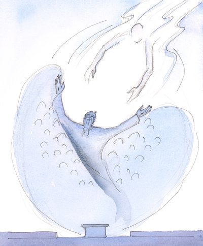 Mamy zadziwiającą moc, kiedy modlimy się z Jezusem w Najświętszej Ofierze Mszy, 2004 (w/c na papierze) autorstwa Elizabeth Wang