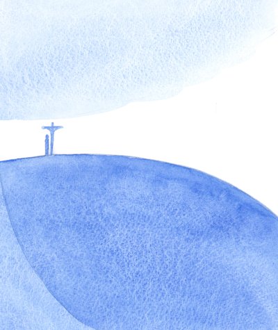 My, którzy modlimy się z Chrystusem (na Mszy św.) składamy ofiarę, którą złożył na Kalwarii, składając Ofiarę, błagając za wszystkich, 2001 (w/c na papierze) autorstwa Elizabeth Wang
