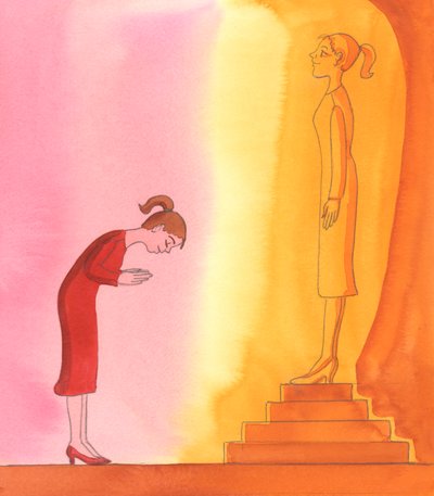 "Czcimy" samych siebie, realizując tylko własne plany i ambicje, nie myśląc o Bożych pragnieniach, 2005 (akwarela na papierze) autorstwa Elizabeth Wang