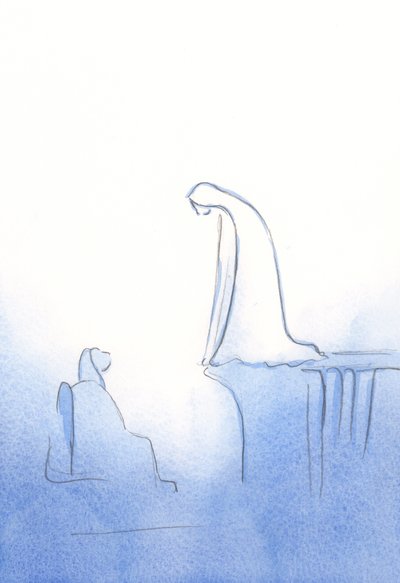 Kiedy proszę o pomoc Matkę Bożą, słyszy mnie, 2002 (w/c na papierze) autorstwa Elizabeth Wang