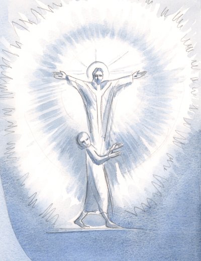 Gdy dusza jest wolna od wszelkich próżnych pragnień, Chrystus napełnia ją swoim światłem w Komunii Świętej; i tak jak Chrystus chwali Swojego Ojca w Duchu, tak Bóg chwali Boga w Bogu w błogości i blasku wewnątrz autorstwa Elizabeth Wang