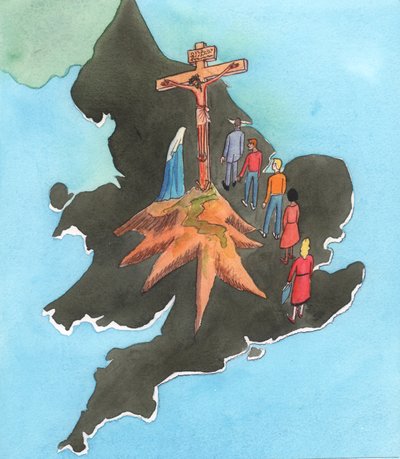 Ilekroć w naszym kraju odprawiana jest Msza św., to tak, jakby Kalwaria pojawiła się w sercu Anglii, 2002 (w/c na papierze) autorstwa Elizabeth Wang