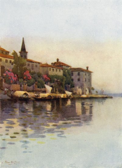 Szary poranek, Lago Maggiore (kolor lito) autorstwa Ella Du Cane
