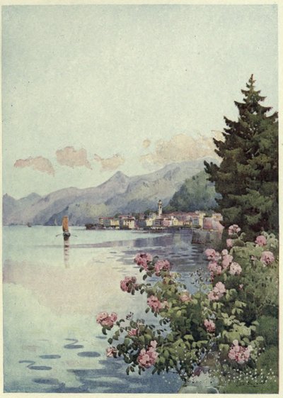 Bellagio z Villa Melzi, Lago di Como, Ilustracja z „Włoskich jezior” Richarda Bagota autorstwa Ella Du Cane