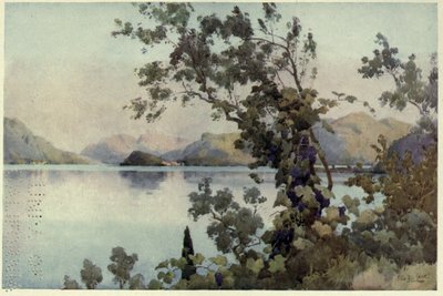 Wieczór, Lago di Como, ilustracja z „Włoskich jezior” Richarda Bagot autorstwa Ella Du Cane