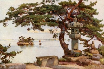 Sosna w Matsushima (kolorowa litografia) autorstwa Ella Du Cane