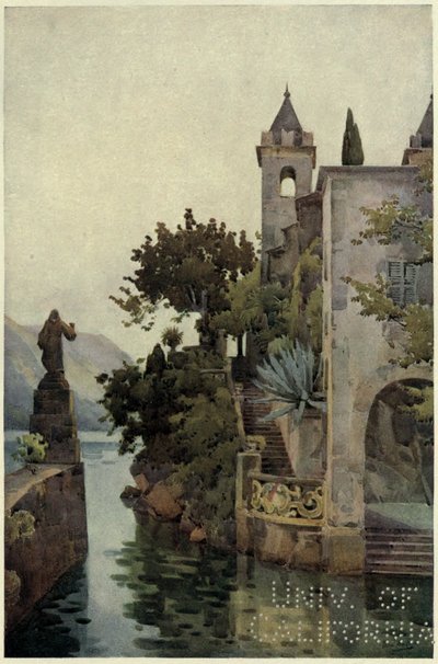 Villa Arconati, Jezioro Como, ilustracja z „Włoskich jezior” Richarda Bagot autorstwa Ella Du Cane